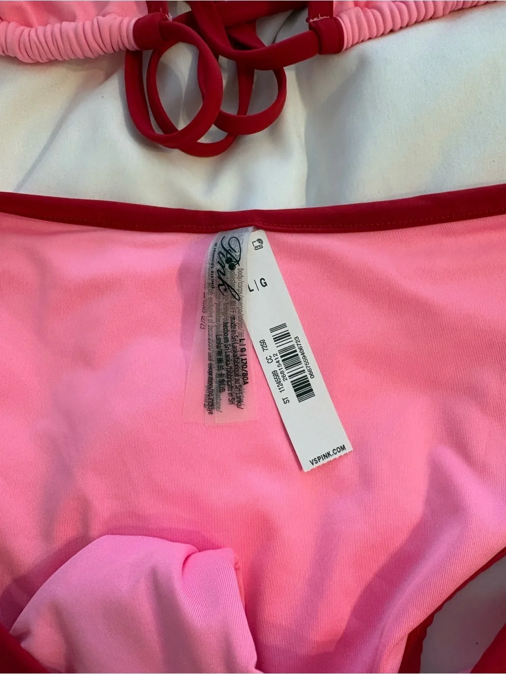 PINK x Frankies Bikinis Pink & Red Two-Piece Bikini Set